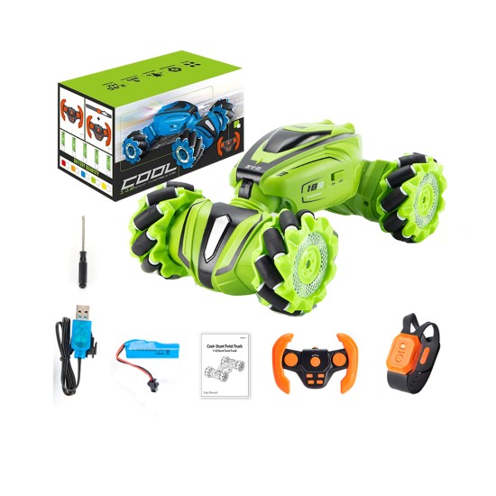 JJRC Cool Stunt Twist Car Q110 with Dual Remote Control and all Direction Wheels Function Green